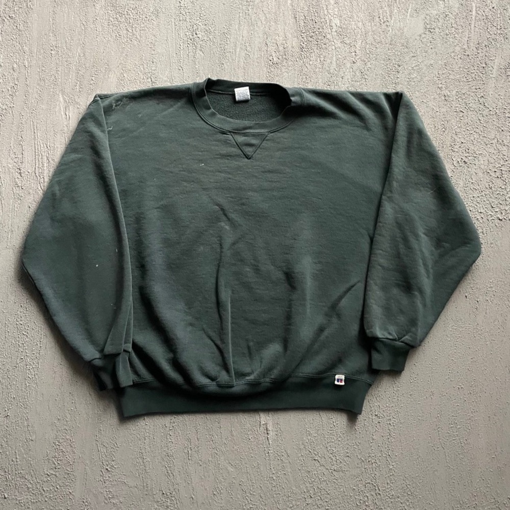 Vintage Blank Crewneck Sweatshirt Mens XXL Green 90s Russell Athletic